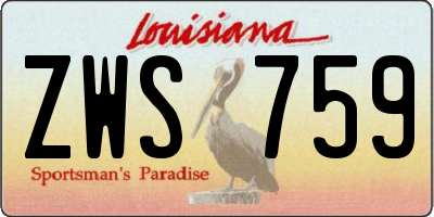 LA license plate ZWS759