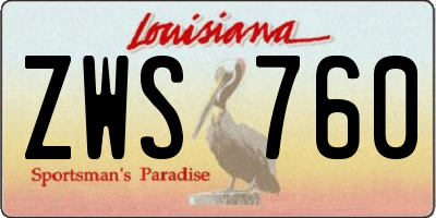 LA license plate ZWS760