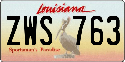 LA license plate ZWS763