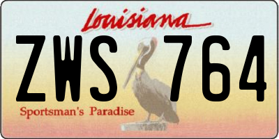 LA license plate ZWS764