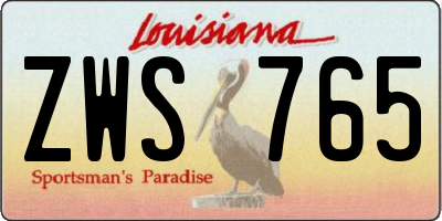 LA license plate ZWS765