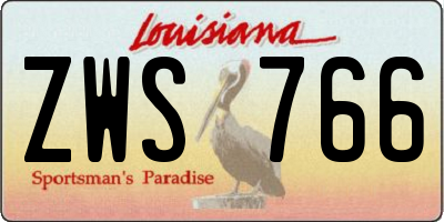 LA license plate ZWS766