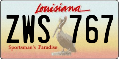 LA license plate ZWS767