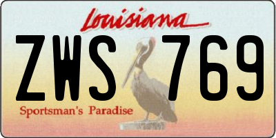 LA license plate ZWS769