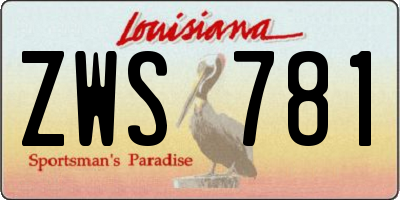 LA license plate ZWS781