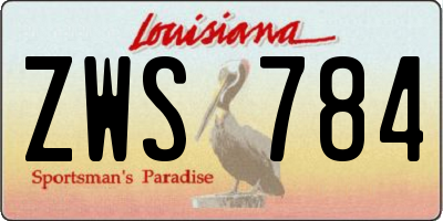 LA license plate ZWS784