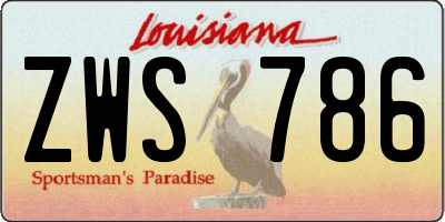 LA license plate ZWS786