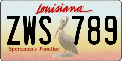 LA license plate ZWS789