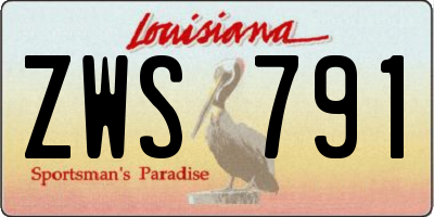 LA license plate ZWS791