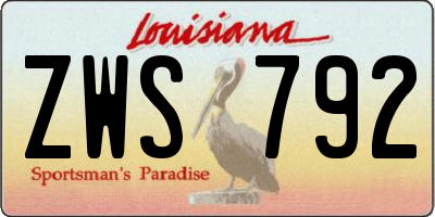 LA license plate ZWS792