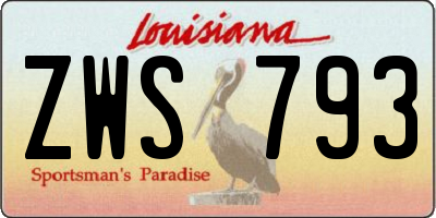 LA license plate ZWS793
