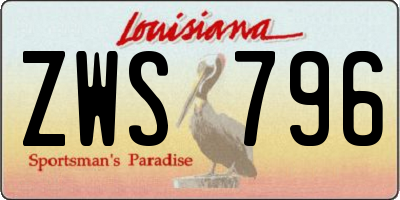 LA license plate ZWS796