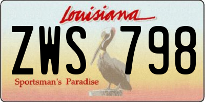 LA license plate ZWS798