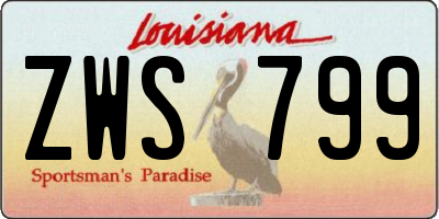 LA license plate ZWS799
