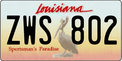 LA license plate ZWS802