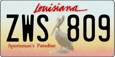 LA license plate ZWS809