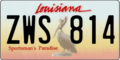 LA license plate ZWS814