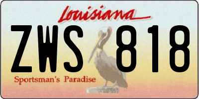 LA license plate ZWS818
