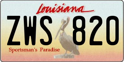 LA license plate ZWS820
