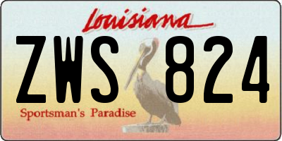 LA license plate ZWS824