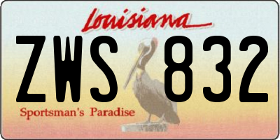 LA license plate ZWS832