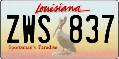 LA license plate ZWS837