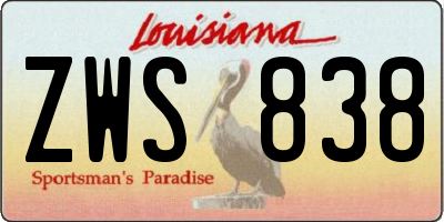 LA license plate ZWS838