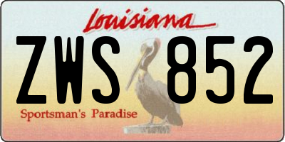 LA license plate ZWS852