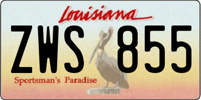 LA license plate ZWS855