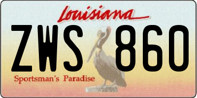 LA license plate ZWS860