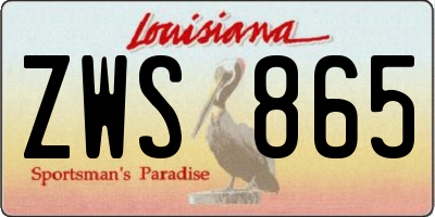 LA license plate ZWS865