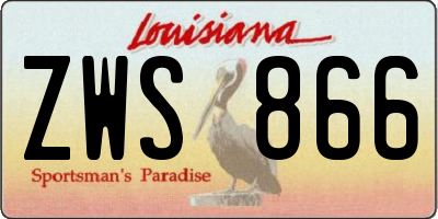 LA license plate ZWS866