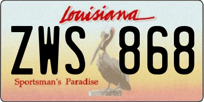 LA license plate ZWS868