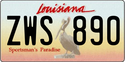 LA license plate ZWS890