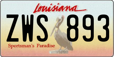 LA license plate ZWS893