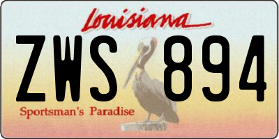 LA license plate ZWS894