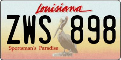 LA license plate ZWS898