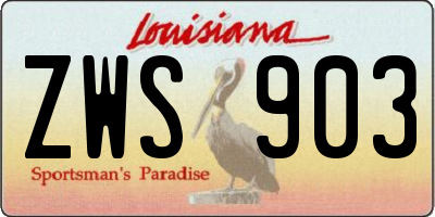 LA license plate ZWS903