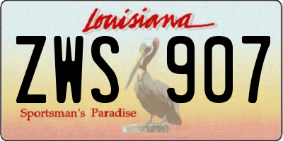 LA license plate ZWS907