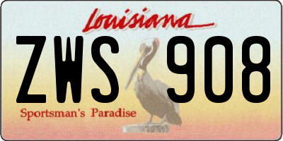 LA license plate ZWS908