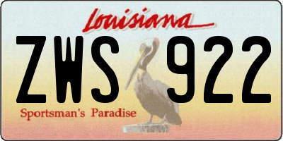 LA license plate ZWS922