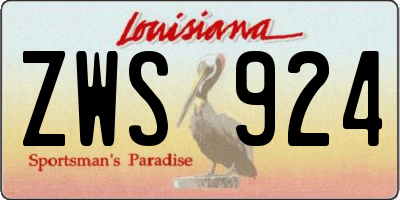 LA license plate ZWS924