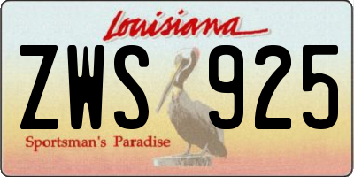 LA license plate ZWS925