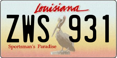 LA license plate ZWS931