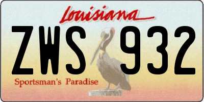 LA license plate ZWS932
