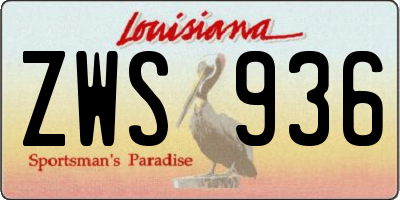 LA license plate ZWS936