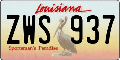 LA license plate ZWS937