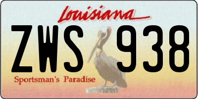 LA license plate ZWS938
