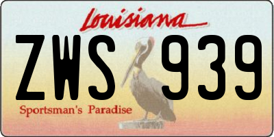 LA license plate ZWS939