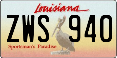 LA license plate ZWS940